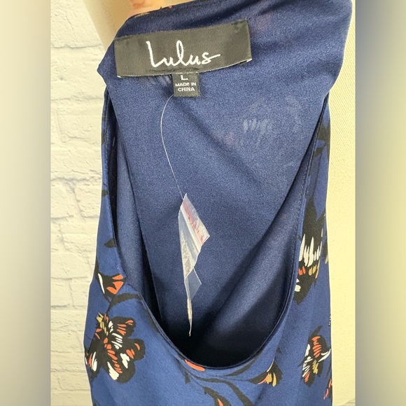 NWT Lulus Pleasant Valley Navy Blue Floral Print Long Sleeve Shift Dress Large - Picture 8 of 9